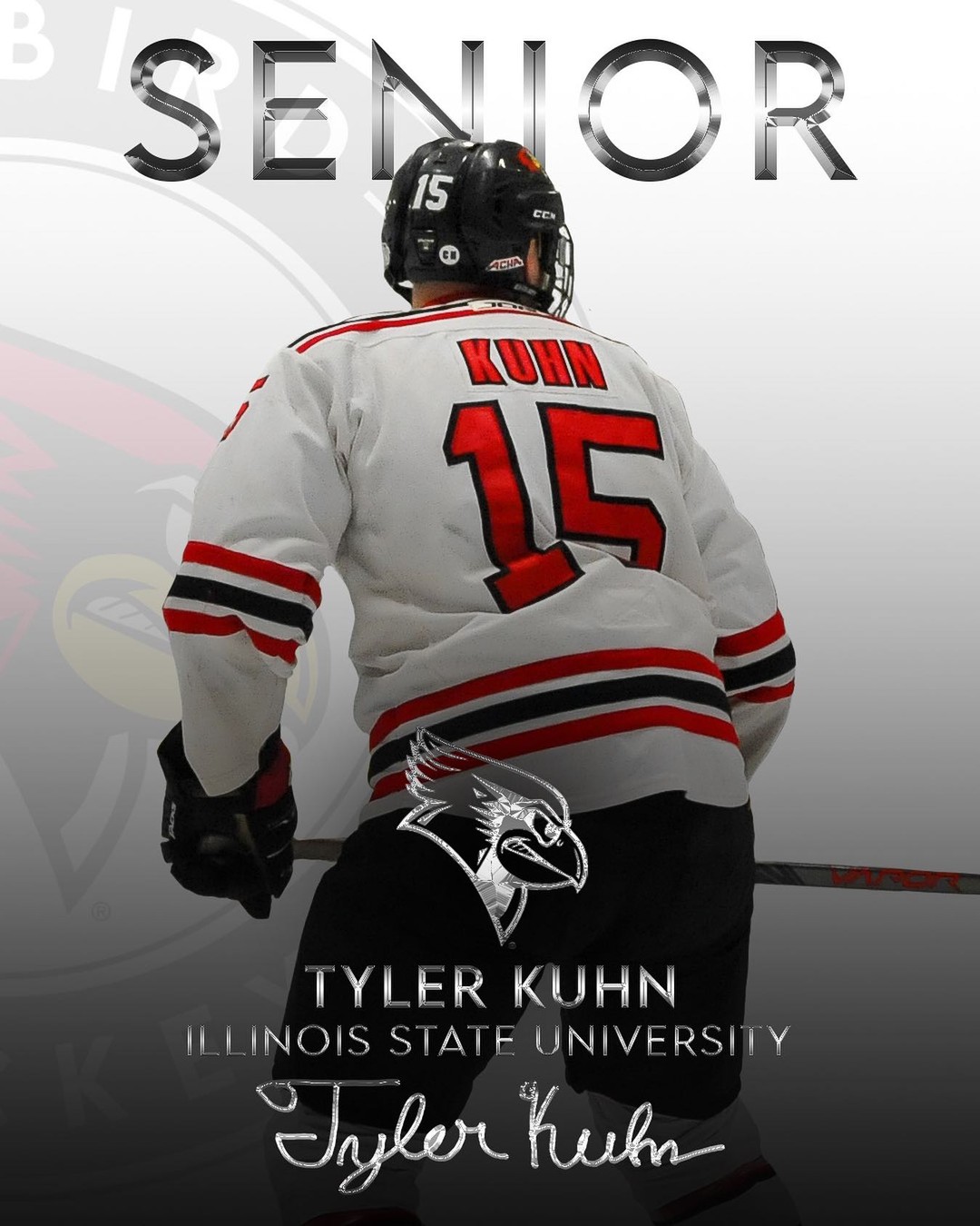 happy senior night to our D1 star @tkuhn15 
you can catch this game against Illinois tonight at 7 @ Grossinger Motors Arena— food and beverage vendors will be available! 
-
#rollbirds #acha #collegehockey