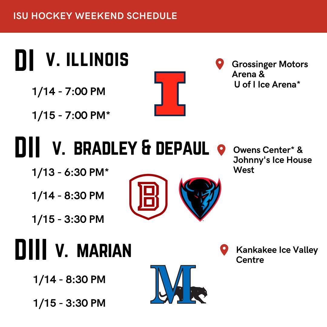 WELCOME BACK to a full weekend of hockey!! catch lots of good matchups this weekend 
*UPDATE: Bradley game is at 9:15pm*
-
#rollbirds #hereforgood #acha #collegehockey